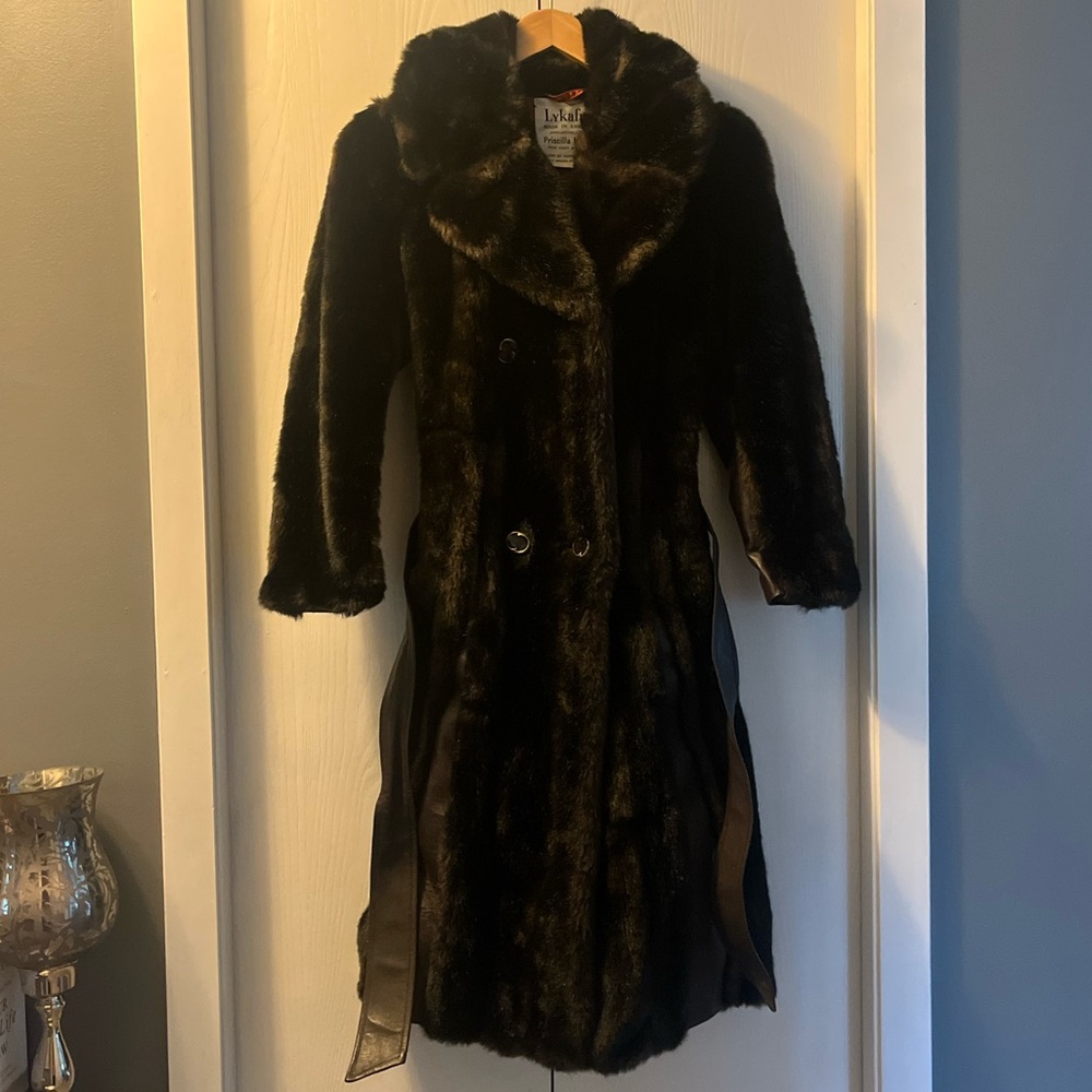 Elegant Vintage Black/Brown Faux Fur Teddy Jacket